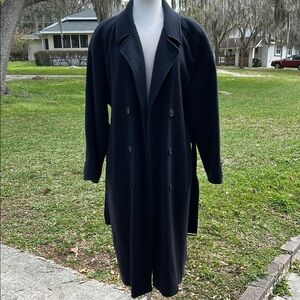 Vintage! Salvatore Ferragamo Blue almost Black Trench Coat with Wide Lapels